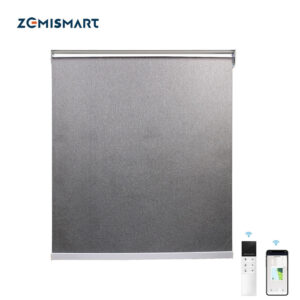 Zemismart Blackout Roller Shade，Fabric Gray with Motor Built in Battery，Tuya Shutter Alexa Google Home Control