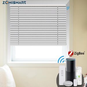 Zemismart Zigbee Electric Smart Rutters Punch Free Curtain With Battery with Aluminum Shade Alexa Google Home T