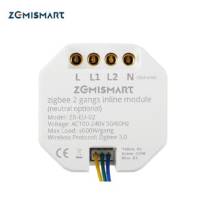 Zemismart Zigbee 2 Gangs Inline Module Neutral Wire Optional App Control