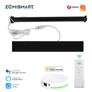 Zemismart Zigbee Rechargeable Roller Shade Motor Work with Homekit hubSolar Panel Optional for 37 38mm Tube