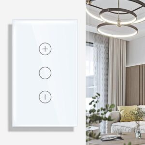 US Standard Simple Design 800w Powerful118*72mm Single Frame Rectangle Glass Panel Wall Smart 1 Gang 2 Way Switch