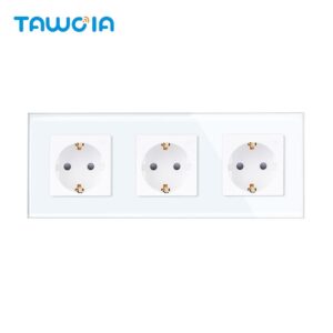 Tawoia OEM Supported Electrical Wall EU Socket Triple Glass European Type F German Sockets Combination