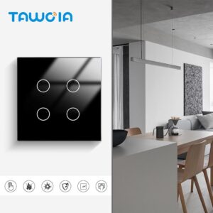 4 Gang Crystal Panel Wifi Smart Switch 3.4 Inch UK EU Square Glass Intelligent Switch 4 Gang Home Interior Light Switch