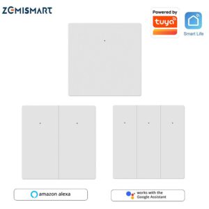 Zemismart WiFi Smart Light Switch Alexa Google Home Smart Life Voice Control Neutral Required EU Wall Push Button