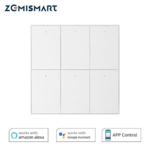 Zemismart Tuya Zigbee Push Wall Light Switches 6 Gangs with Neutral Interruptor Alexa Google Home Smart Life App Control