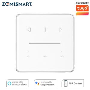 Zemismart Tuya Zigbee EU Curtain Switch for Roller Shade Motor Smart Shutter Switch with Percentage Control Alexa Google
