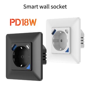 PD18W wifi wall socket with USB C and USB A outlet, Power energy features for EU, French market
