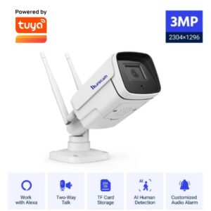 3MP Super HD Wireless IP Camera Supports 256GB TF Card AI Human Detection Remote Access WiFi Surveillance Camera