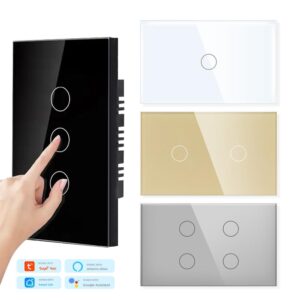 Tuya US Standard 118 Smart WiFi indoor tempered glass panel  wall touch switch with  voice control