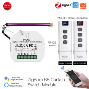 MOES ZigBee DIY RF433 Smart Curtain Switch Module for Electric Motorized Roller Blinds Shutter Motor